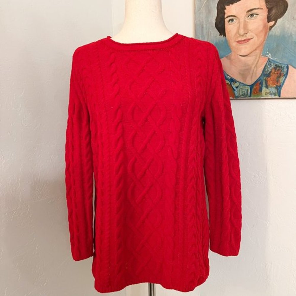 Super Soft J. Jill Sweater Red Chenille Chunky Cozy Christmas Knit